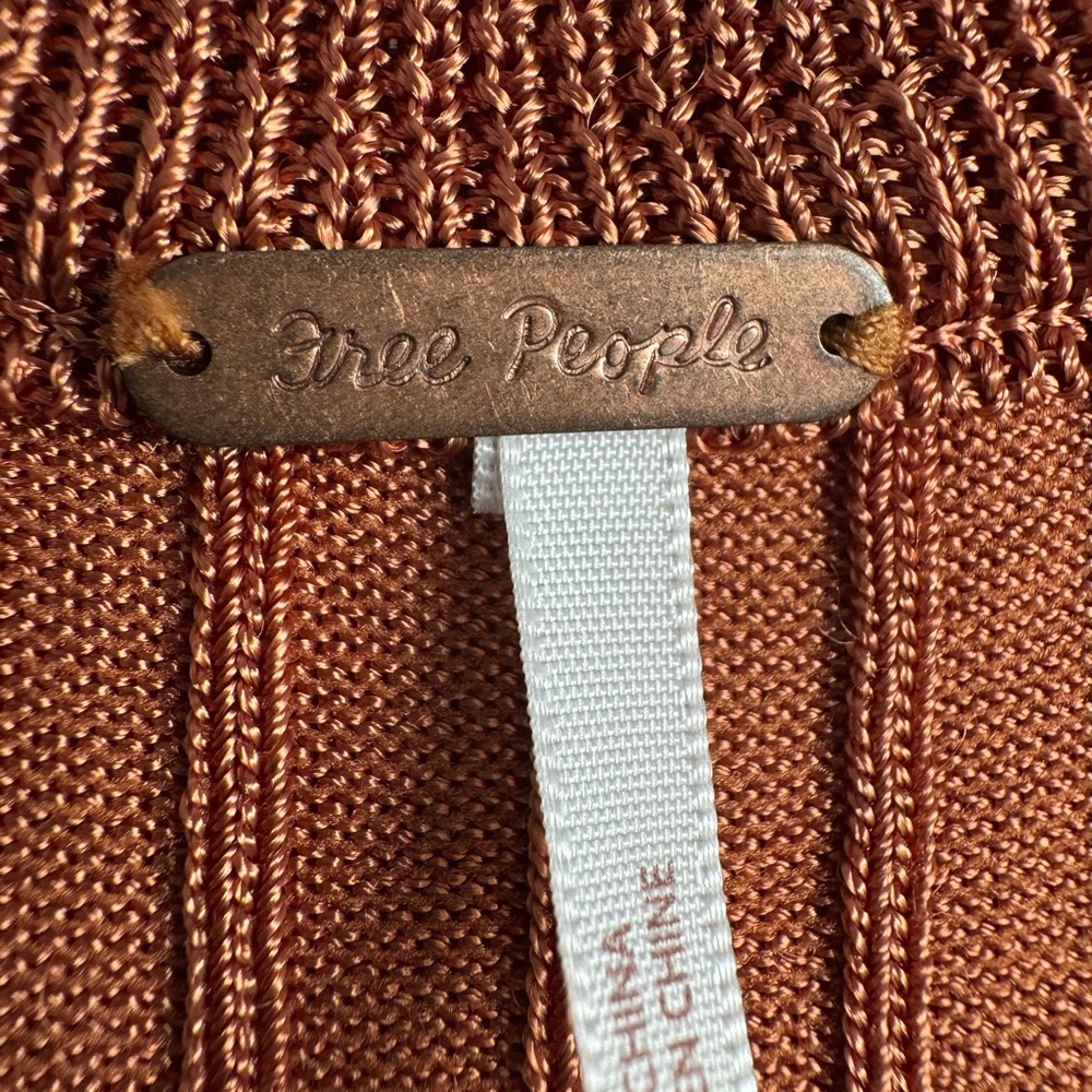 Free People Bodycon Knit Midi Dress in Rust Size Small Festival Summer Bohemian - Picture 8 of 14